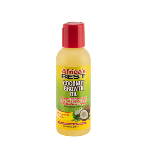 Bottle of Africa's Best Coconut Growth Oil on a white background